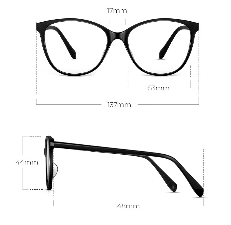 LOHO New 2024 Cat Eye Glasses for Women, Myopia, Anti-Blue Light, Slimming Frame, Bare Face Glasses, Prescription Available, YX8063 Orange 27