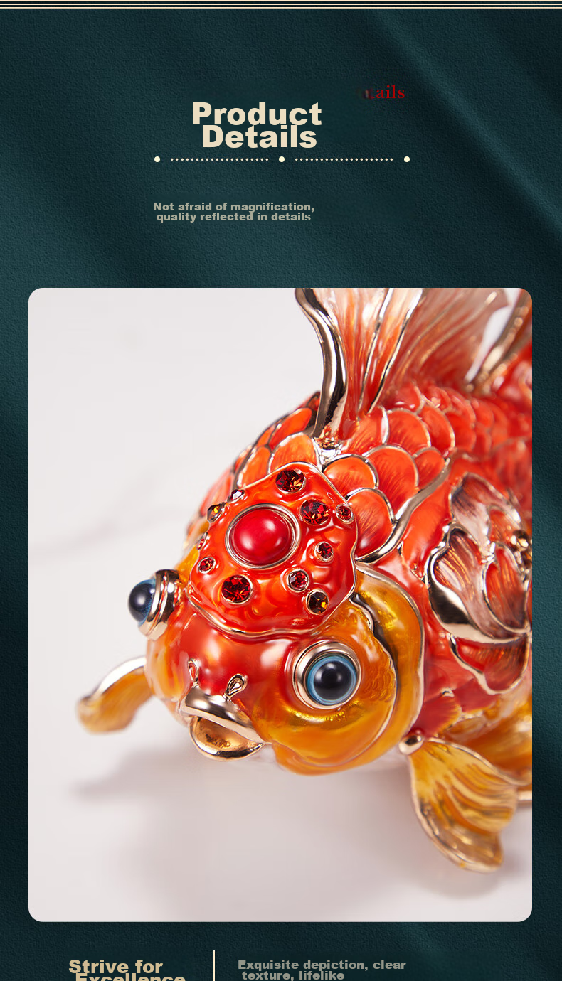 Nuoshiman, Year of The Ox Enamel Goldfish Ornament, Business Opening, Housewarming Gift, Moving Present, Living Room Office Wine Cabinet Decoratio 6