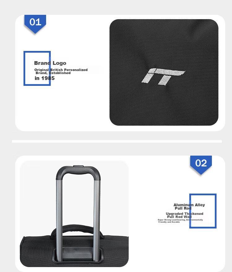 INTERNATIONAL TRAVELLER British IT Suitcase Check-In Luggage, Spinner Wheels, Ultra-Light Suitcase, 24-Inch Soft Fabric Case, 1191 Blue 10