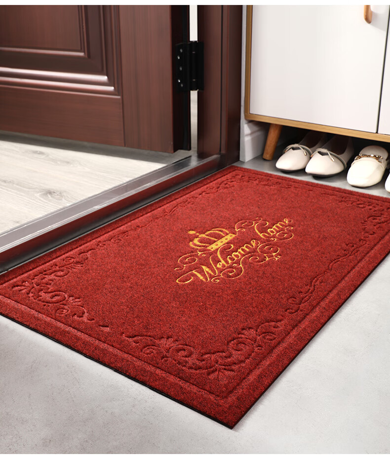 Huaxu Entrance Mat, Doorway Doormat, Front Door Foot Mat, Festive Non-Slip Mat, Red, 60*90 10