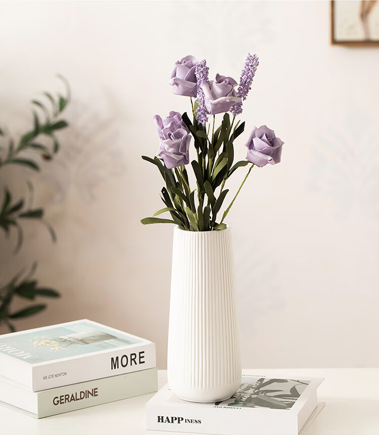 MuDingDing Modern Minimalist Matte White Ceramic Art Vase Nordic Flower Pot Decorative Ornament Premium Gift 3