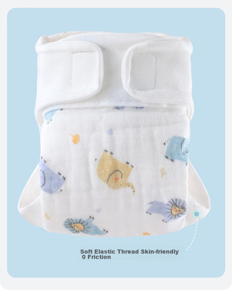 Betis Baby Washable Newborn Diaper Mustard Seed Leak-Proof Time+Fruit Bear 4-Pack L Size 10