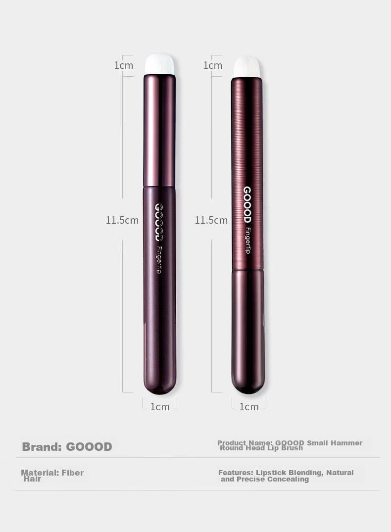 Goood Mini Mallet Blending Lip Brush, Lipstick Brush, Round Concealer Brush (2-Piece Set), Cangzhou Makeup Brushes 12