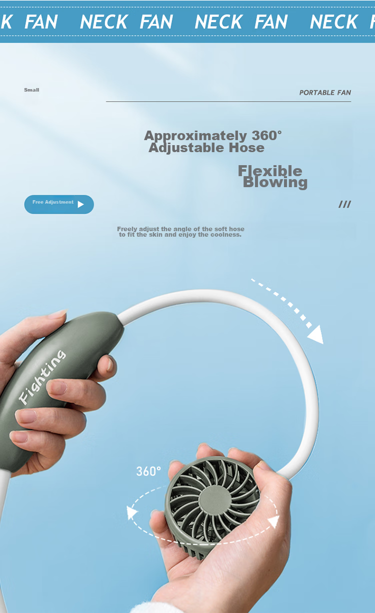 HANASS Neck-Hanging Mini Fan, Quiet Portable Rechargeable Fan, Dorm Office Companion USB Air Cooler, Small Fan for Dormitory, Back-To H9 6