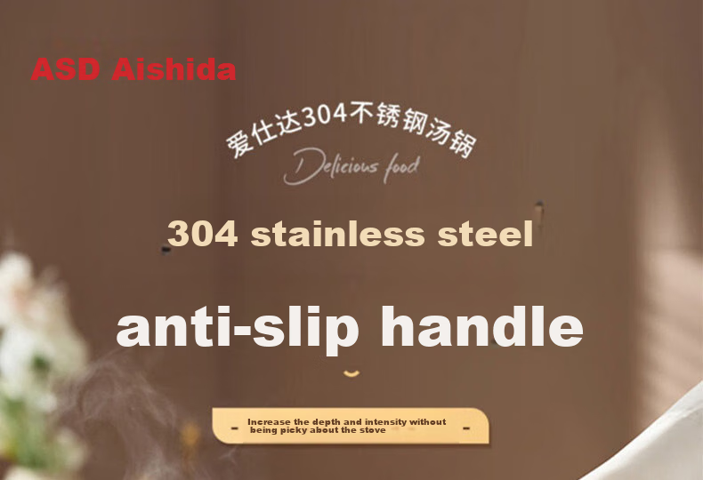 ASD Soup Pot, 304 Stainless Steel Steaming Pot, Thickened Bottom Stew Pot, Milk Pot, 24CM, Compatible with Gas And Induction Stoves, B1 3