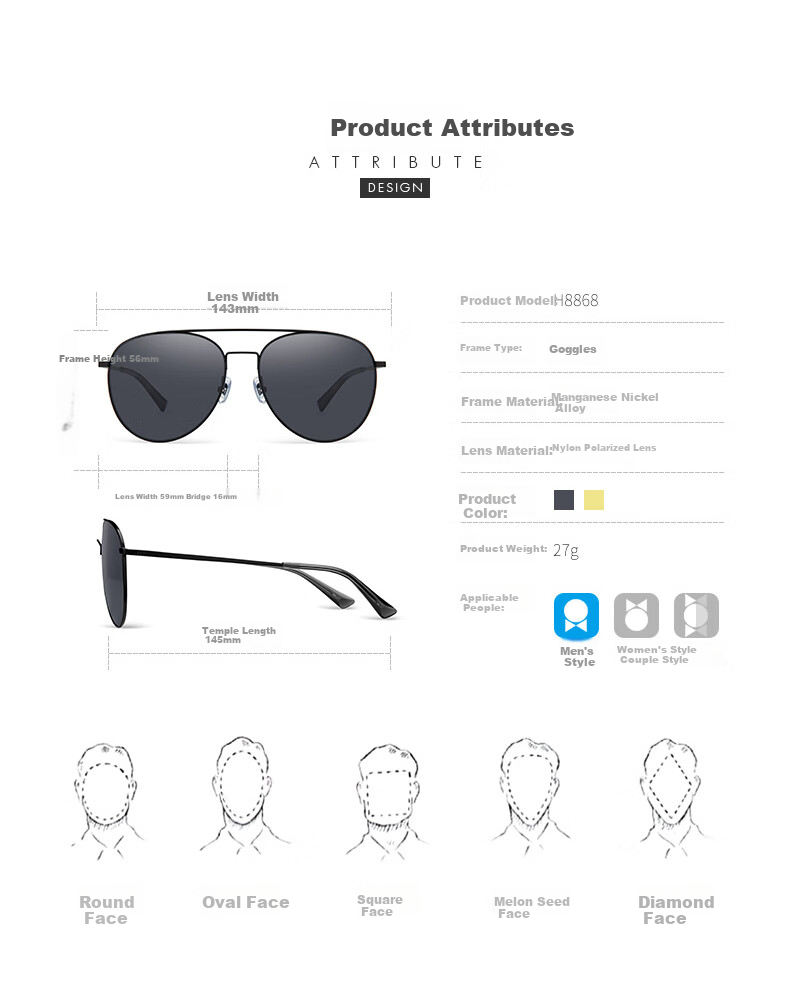 HELEN KELLER Sunglasses for Men And Women, Night Vision Driving Glasses, High-Definition Driving Sunglasses, H8868Y01 2