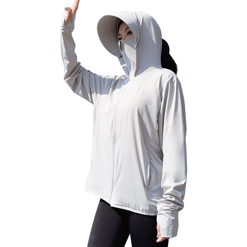 Langsha Sun Protection Clothing for Women, Spring And Summer Ice Silk Cool-Feeling UV Protection Lightweight Breathable Comfortable Outdoor Skin Coat