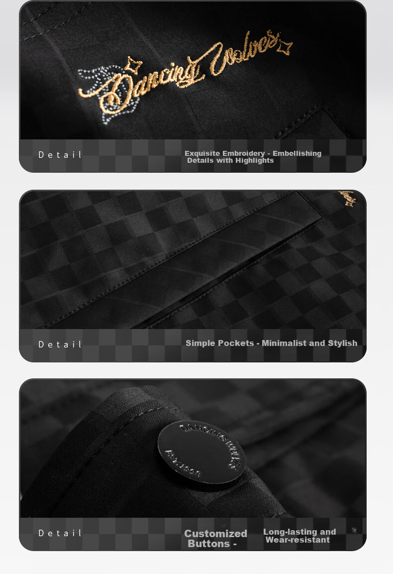 DANCING WOLVES [Lining Padded] Checkered Workwear Lapel Jacket, Warm Windproof Men's Coat, Army Green, Size 165 7