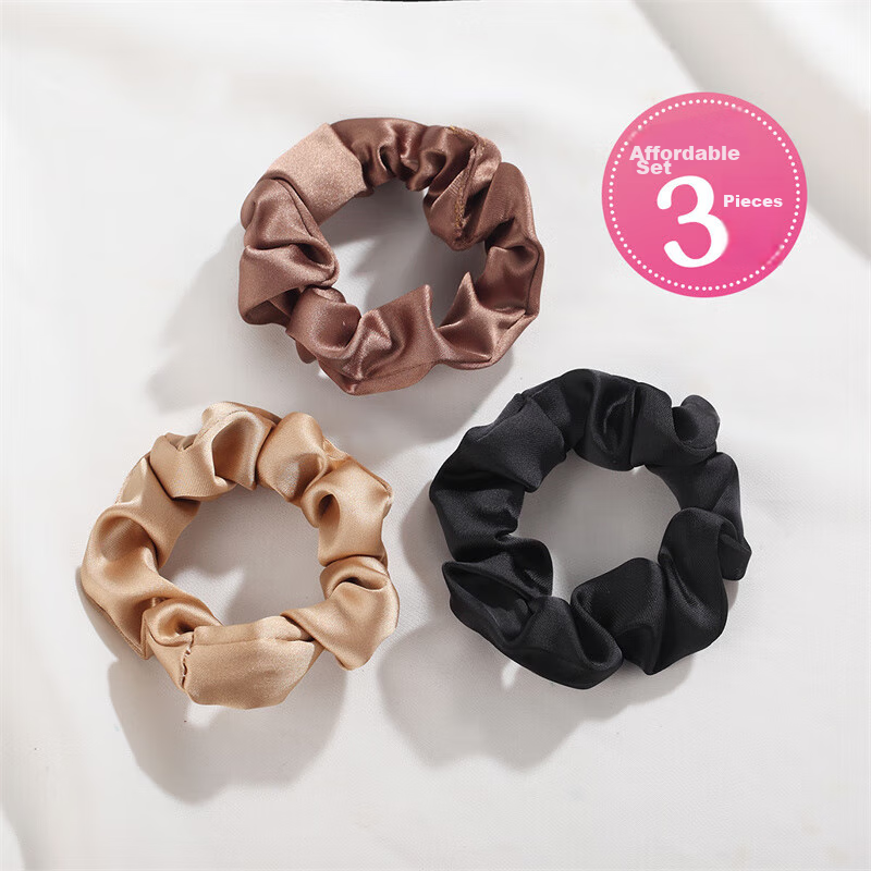 CHIMERA 3-Piece Hair Ties, Satin Large Intestine Hair Bands, Simple Rubber Bands for Bun Hairstyle, Hair Elastics, Hair Accessories, Women's Mid-Autumn Festival Gift