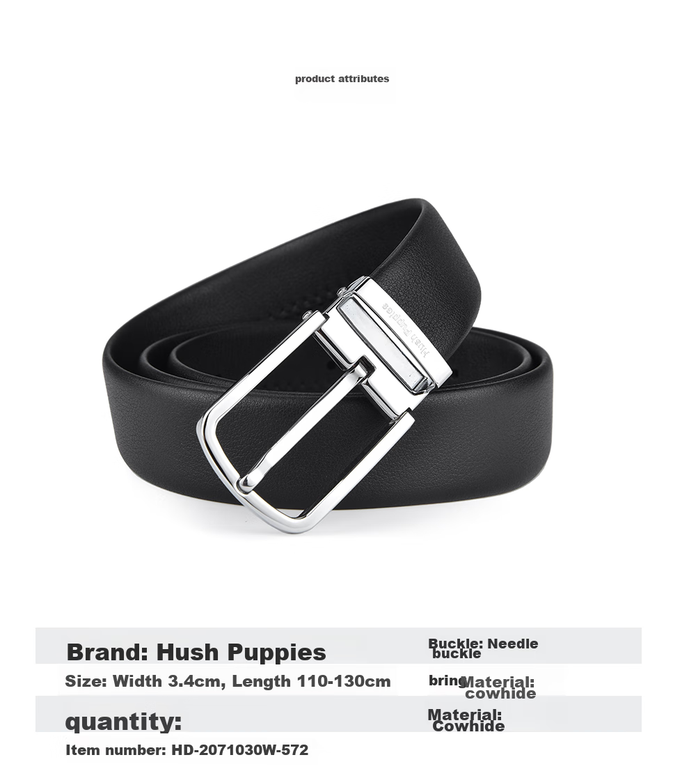 Hush Puppies Pin Buckle Leather Belt, Business Men's Belt Gift Box, Birthday Present for Husband 6