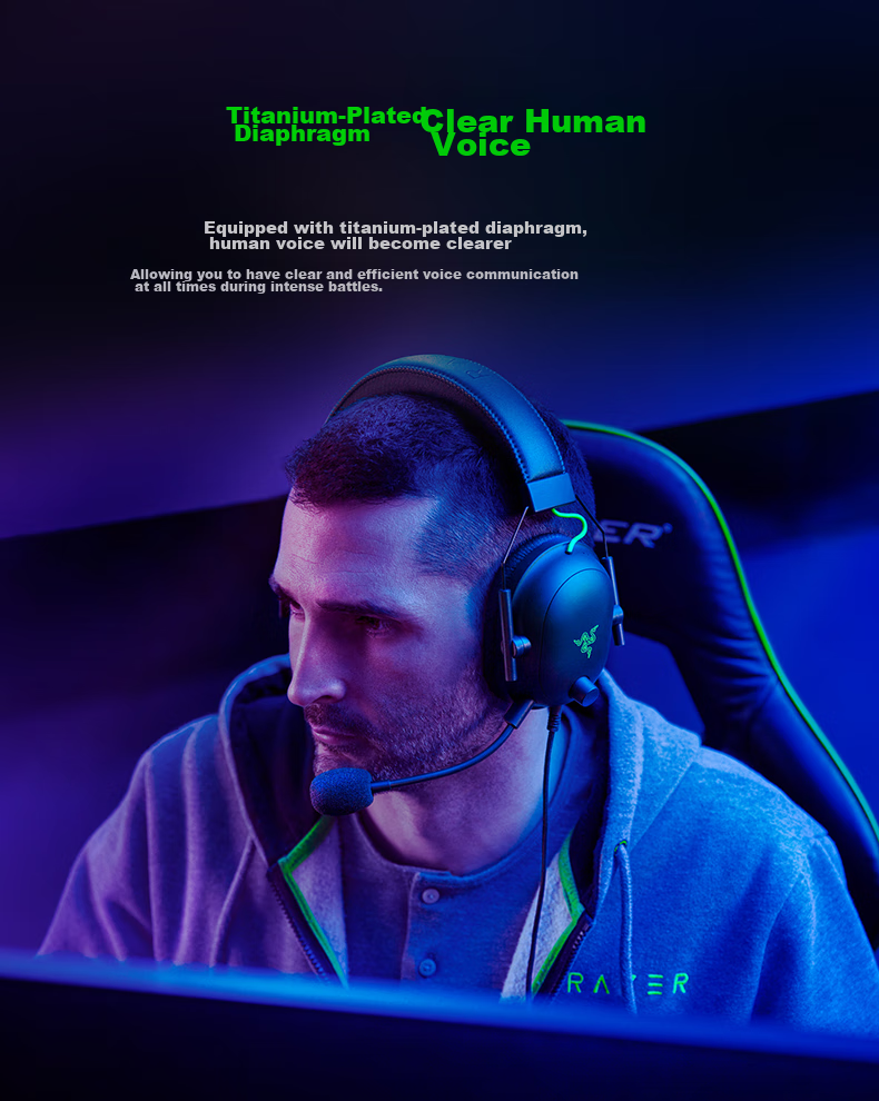 Razer BlackShark V2 Wired Over-Ear Gaming Headset with Microphone, Passive Noise Cancellation, USB Gaming Sound Card, Tri-Band EQ Adjustment, CSGO PUBG Gaming Headphones 3