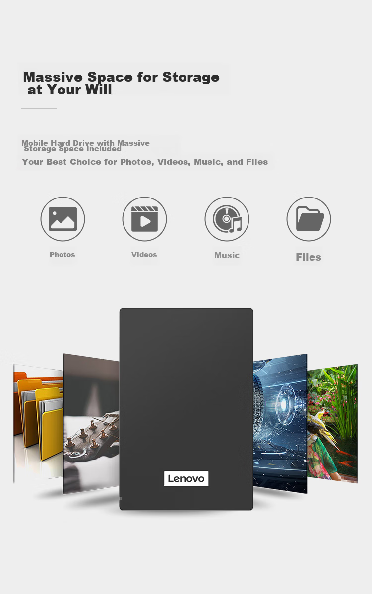 Lenovo 4TB Portable Hard Drive F308 Classic USB3.0 2.5-Inch Business Black High-Speed Transfer Stable Portable Durable Laptop External Storage 4