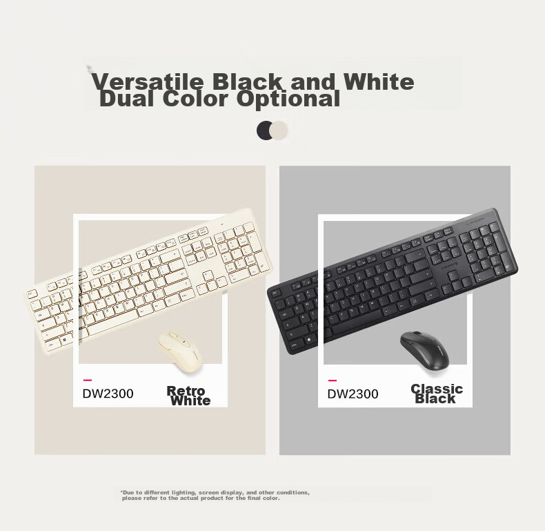 CHERRY DW2300 Wireless Keyboard And Mouse Combo Set, Business Office Home Laptop External Full-Size Quiet Portable Ergonomic Keyboard And Mouse, Vintage White 12
