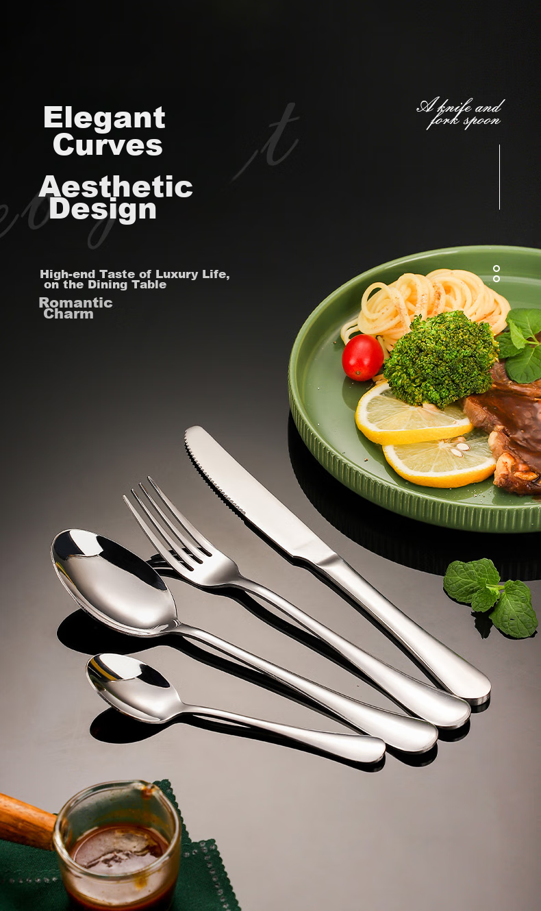 Guangyi Stainless Steel Western Cutlery Set, Steak Knife Fork Spoon Set, 24-Piece Combination Pack for Six People, GY7564 12