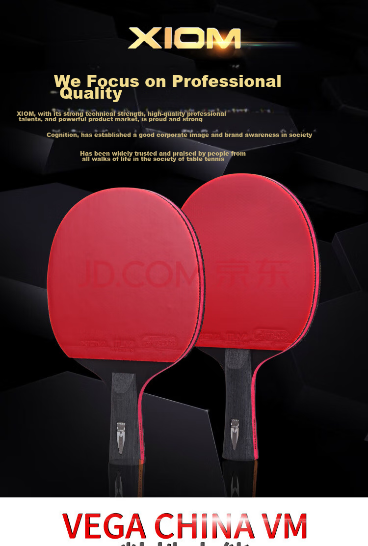 XIOM Table Tennis Racket Straight Handle Single Piece 9-Star Carbon Fiber Racket Double-Sided Reverse Rubber ZETA 9.0S 1