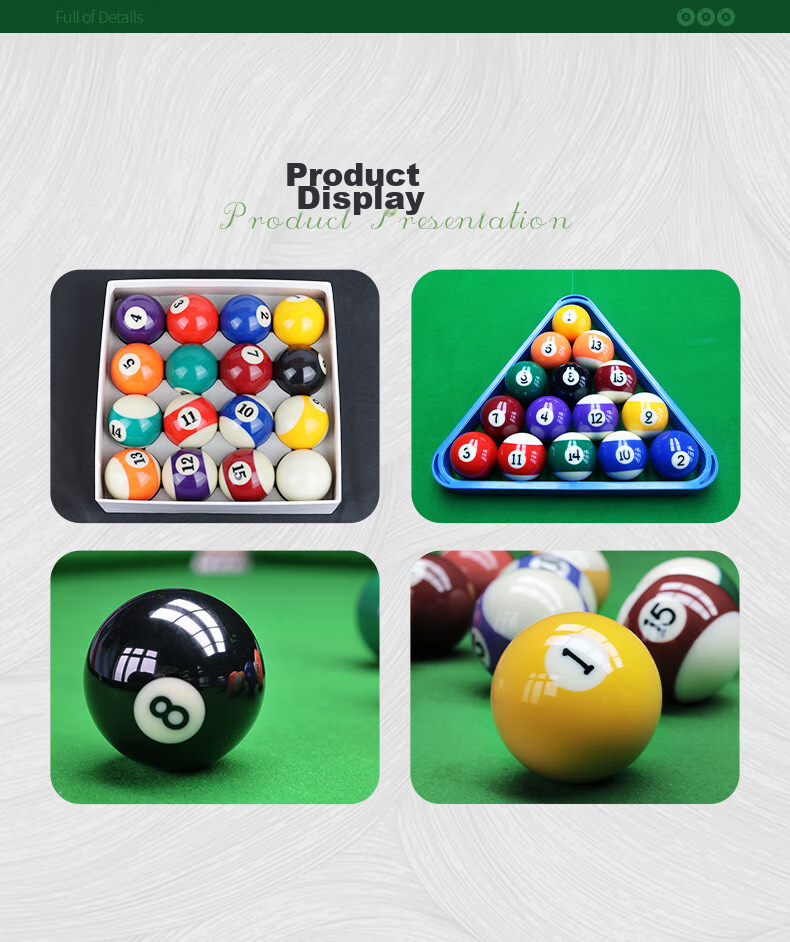 JEEANLEAN Billiard Ball, Chinese Eight-Ball Table Standard 57.2mm 8A Crystal Ball for Training 8