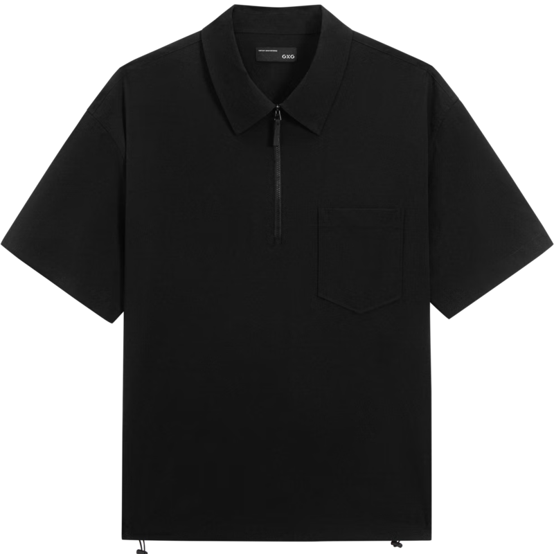 GXG Men's Outdoor Workwear Polo Shirt Half-Zip Collar Short Sleeve Summer Black 3XL