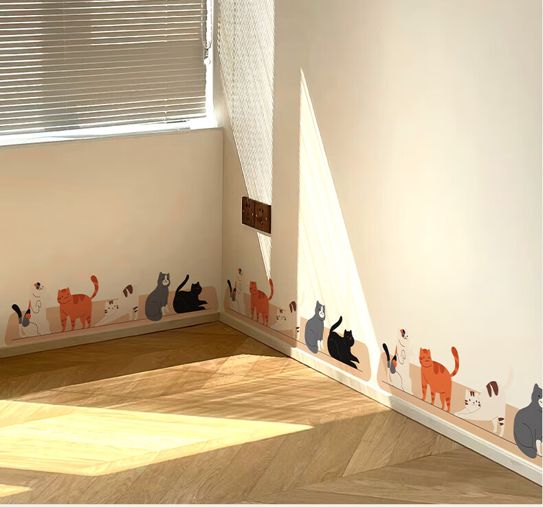 JIFFDIFF Wall Decoration Stickers, Cartoon Decals for Baby Room, Cute Animal Wallpaper, Army of Cats 1