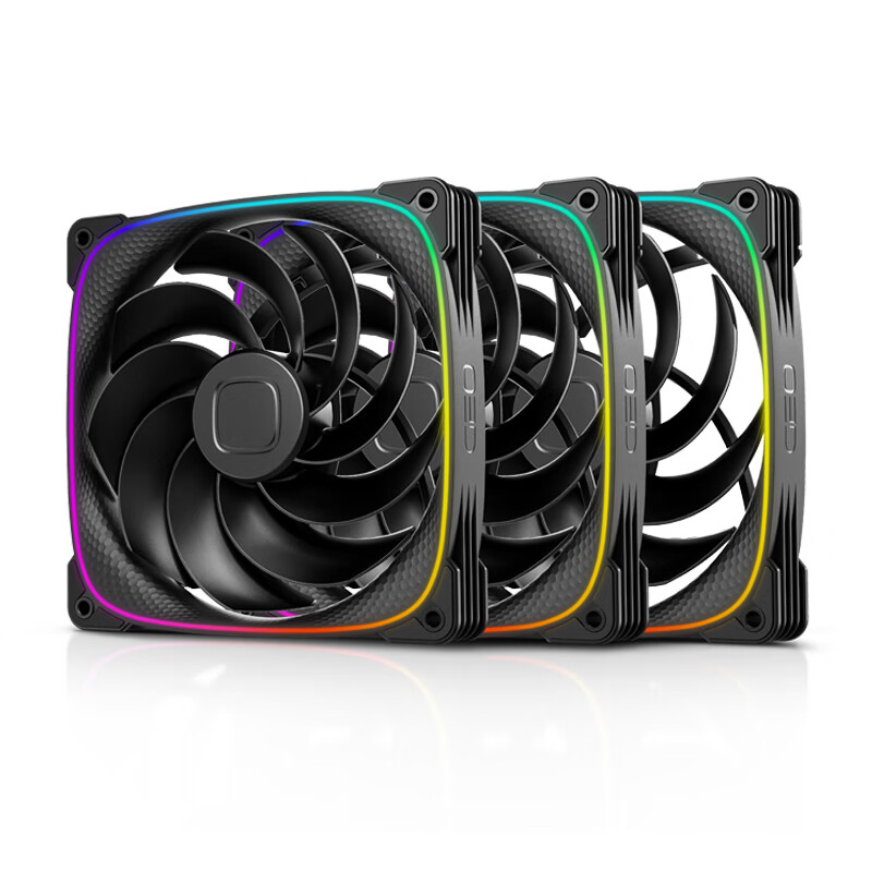 GeometricFuture Longshen 2503R-14CM Case Fan, Cooling Fan 14CM, ARGB Light Synchronization, PWM Speed Control, Smart Daisy-Chaining, Black, Reverse Triple Pack
