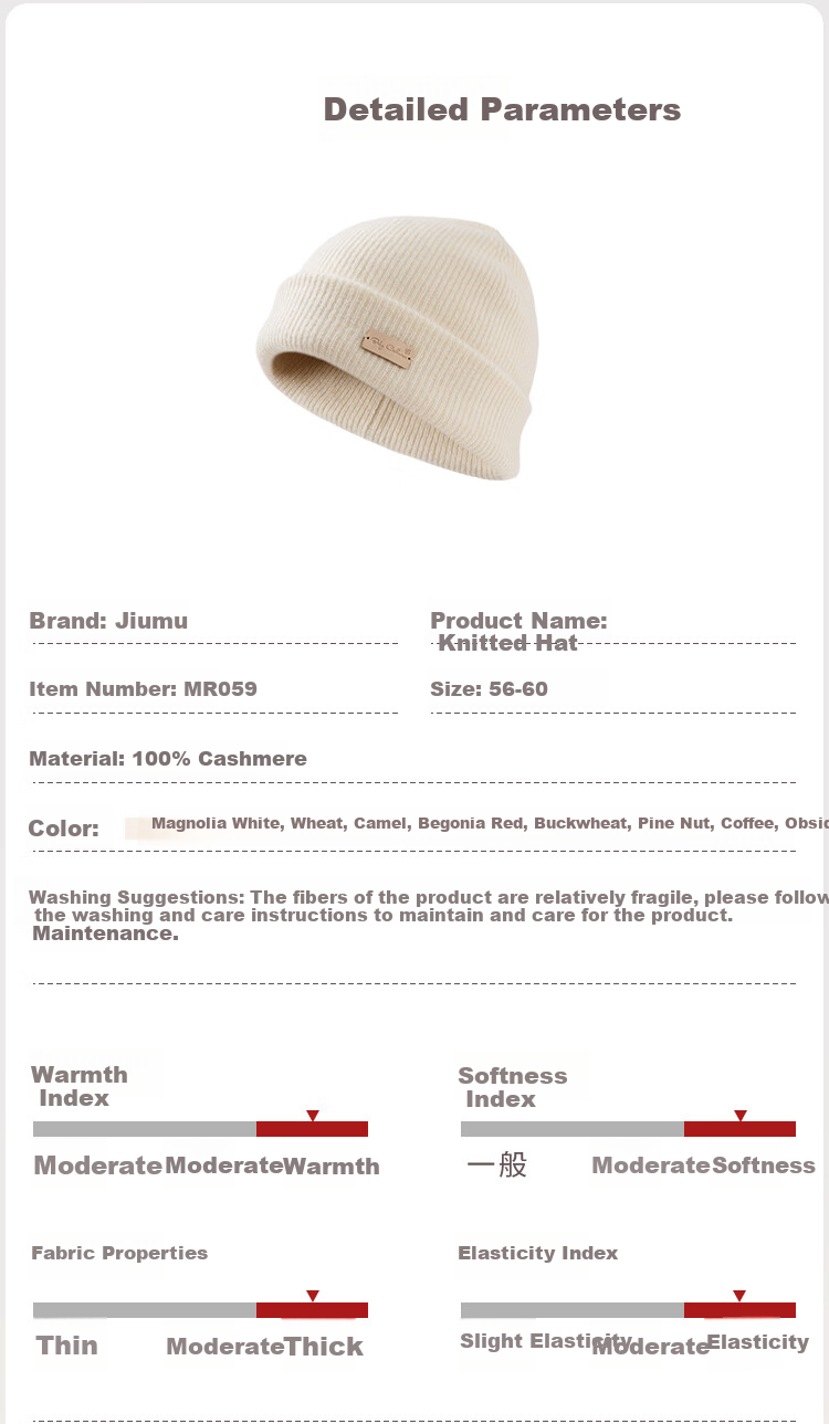 JIUMU 100% Cashmere Warm Knit Hat, Autumn And Winter Knitted Cap, Cold Hat, Winter Hat, Outdoor Ear Protection Cold Cap for Wome 6