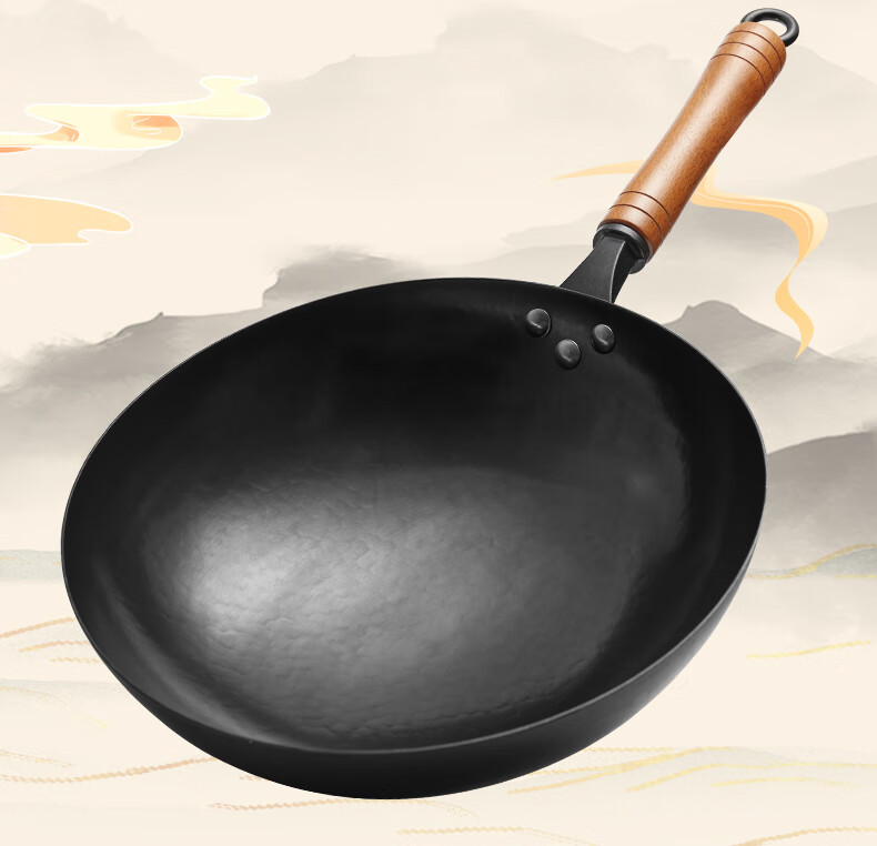 Jitiechui Iron Wok Pan, Non-Stick Cooking Pan, Hand-Forged, No Coating, Traditional Cast Iron Pan for Gas Stove, 32cm 5