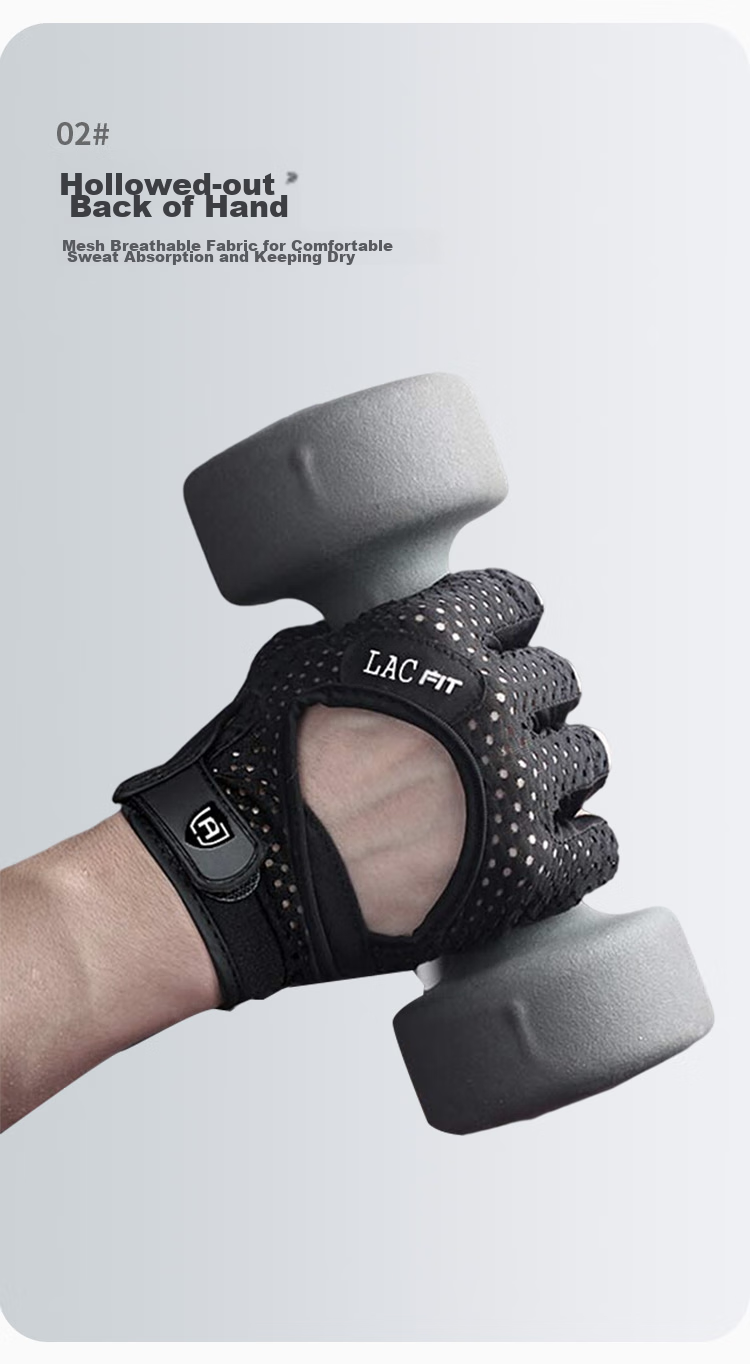LAC Fitness Gloves for Women, Non-Slip Half-Finger Sports Gloves for Men, Durable Half-Finger Wrist Guards for Gym Equipment Training, Black Breathable Size S 6