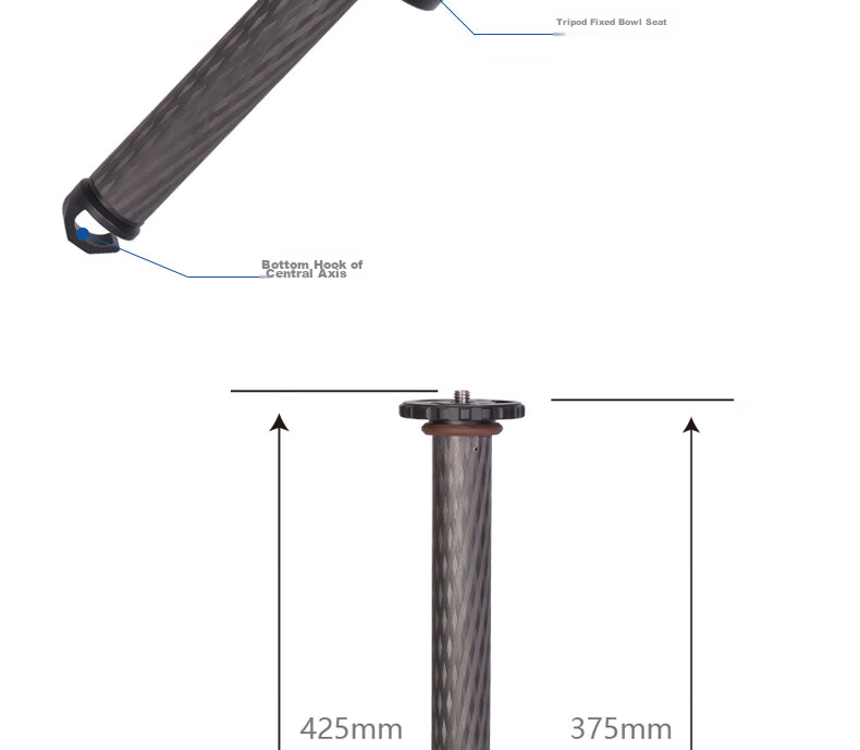 Leofoto Central Column, Carbon Fiber Central Column 2-Section Tripod with Central Column Tube DC-282C 3