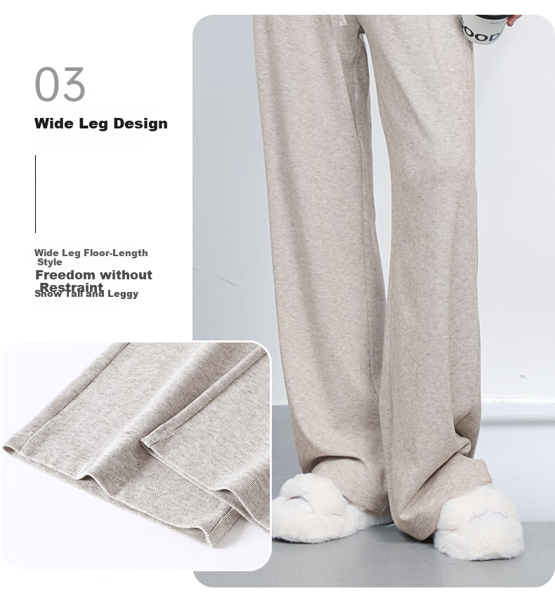 MJ STYLE Glutinous Rice Wide-Leg Pants for Women, Spring And Autumn 2026, Loose Casual Versatile Soft Flowy High-Waist Slimming Straight-Leg Trousers 9