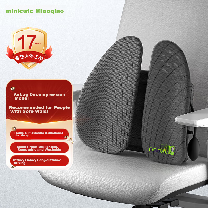 Minicute Lumbar Support Cushion, Ergonomic Chair Seat Pad, Backrest for Car And Office, Student Spine Protection Pillow