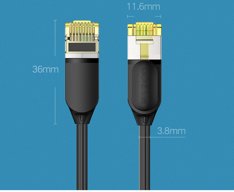 UGREEN Cat7 Pure Copper Ethernet Cable, 10 Gigabit Shielded Network Cable, Gaming Twisted Pair Cable, Computer Broadband Home Patch Cord, Thin Wire 3 Meters 15