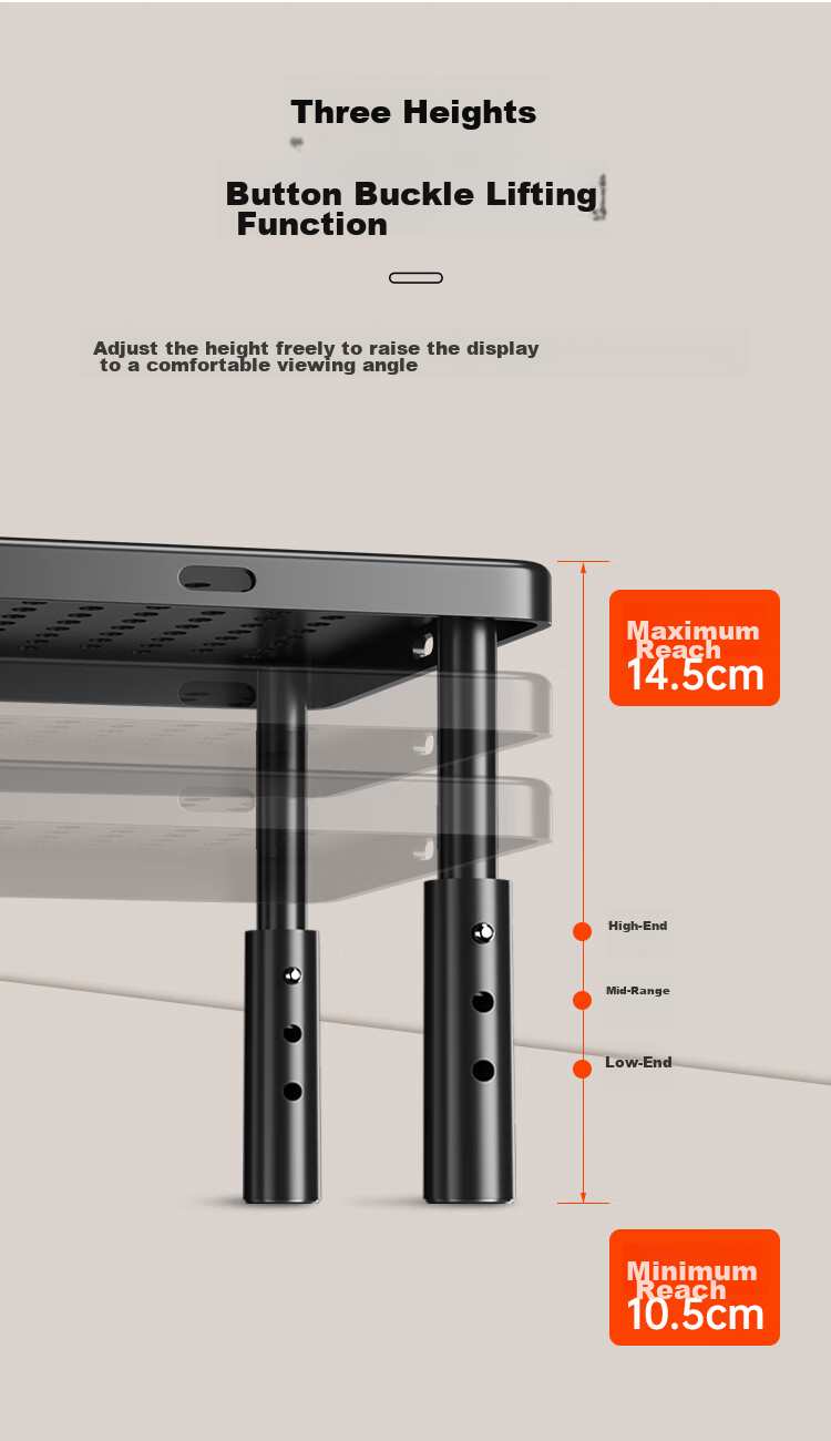 ATSCORE Monitor Riser Stand, Laptop Stand, Laptop Cooler, Desktop Computer Monitor Desk Keyboard Storage Base Storage Rack 3