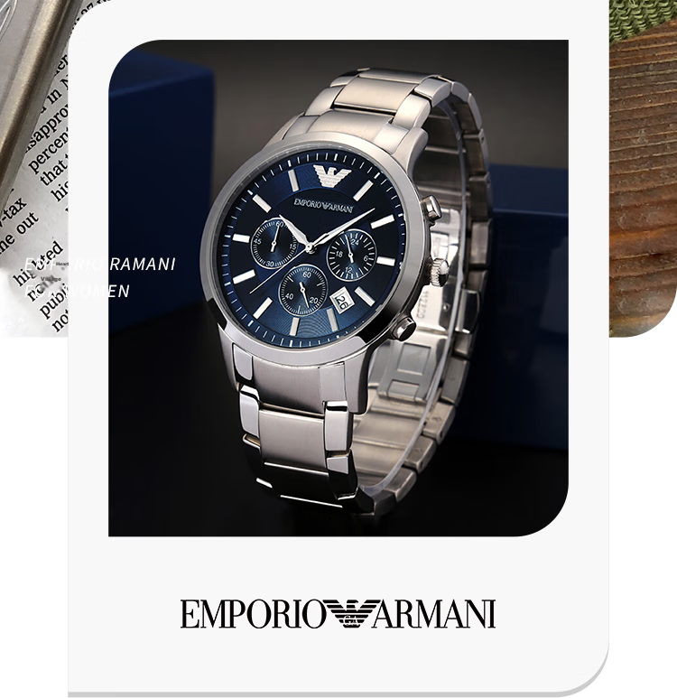 EMPORIO ARMANI Aviator Watch for Men, Three-Eye Chronograph Quartz Watch for Men, Birthday Gift for Boyfriend AR2434 4