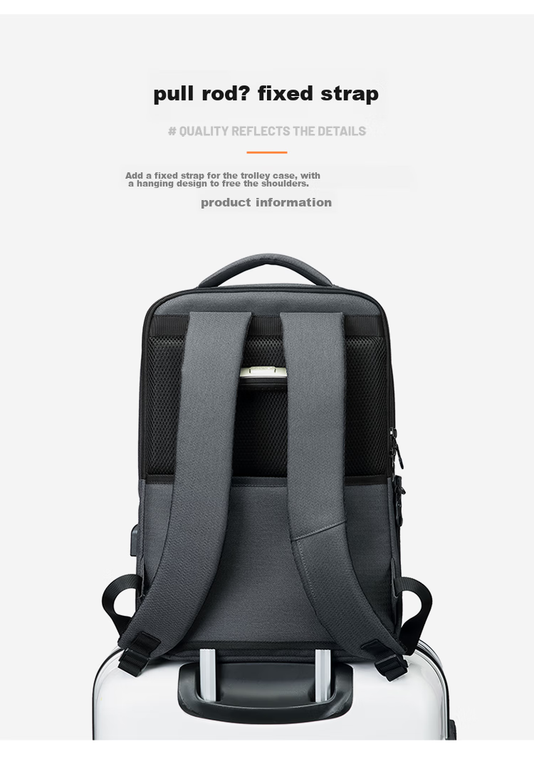 GOLF Backpack for Men, Large Capacity 15.6-Inch Laptop Backpack, USB Interface with Multiple Compartments, Business Casual Travel Bag for Students, Dark Gray with Black 14