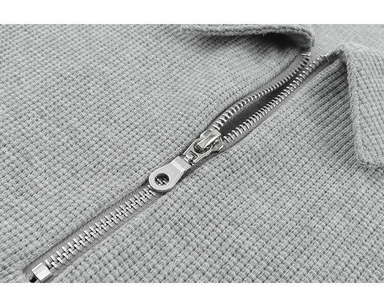 Dme [Waffle Skirt] Summer Polo Collar Zipper Short-Sleeve Waffle Dress 15