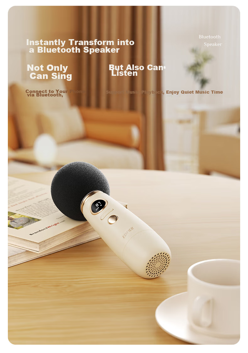EDIFIER LOLMIC PRO Karaoke Microphone, Small Mushroom Karaoke Microphone, Speaker for Children's Entertainment, Home KTV, And Car Use 12