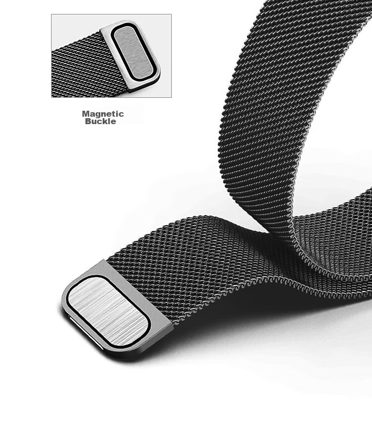 ESCASE Magnetic Watch Strap Compatible with Vivo/iQOO WATCH GT, Milanese Metal Buckle Wristband, Black, 22MM, with Raw Ear 5