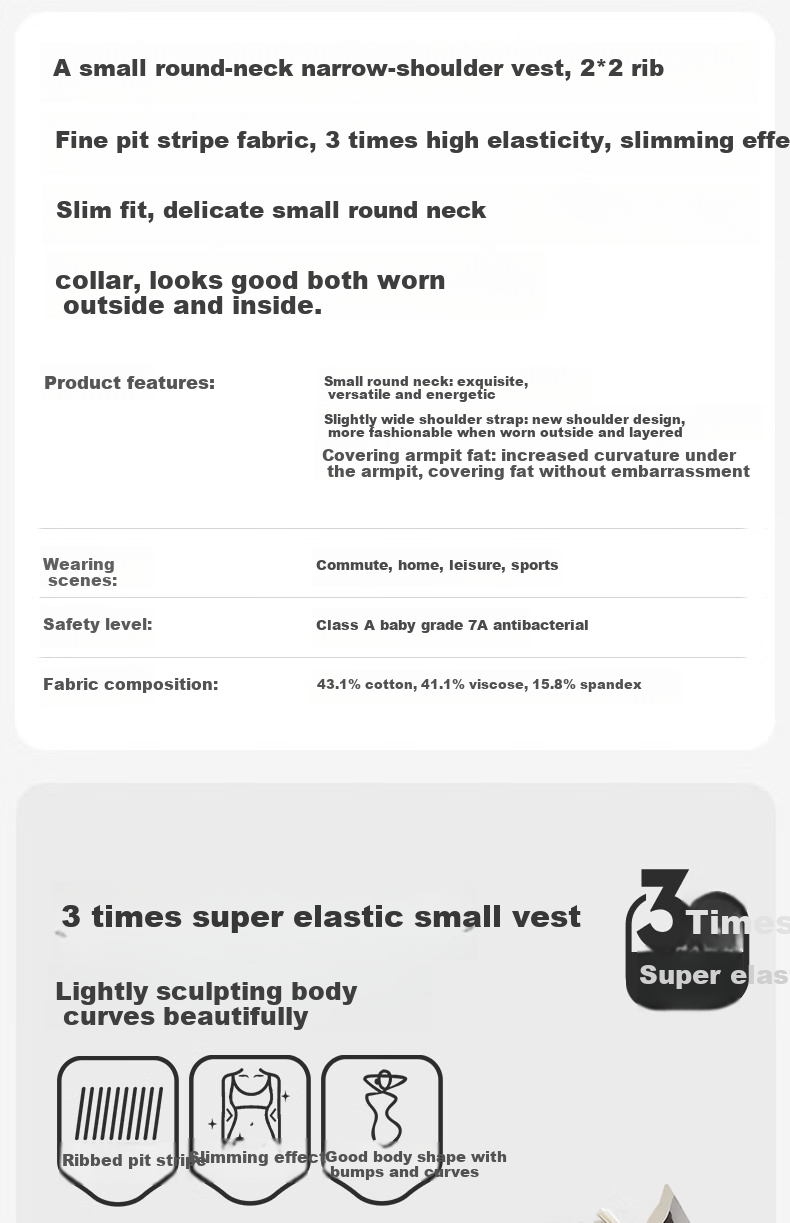 Jianyun Modal Cotton Tank Top for Women, Thin Sleeveless Undershirt, Slim Fit White Camisole, Can Be Worn As Outerwear Or Base Layer, Summer Wear 1
