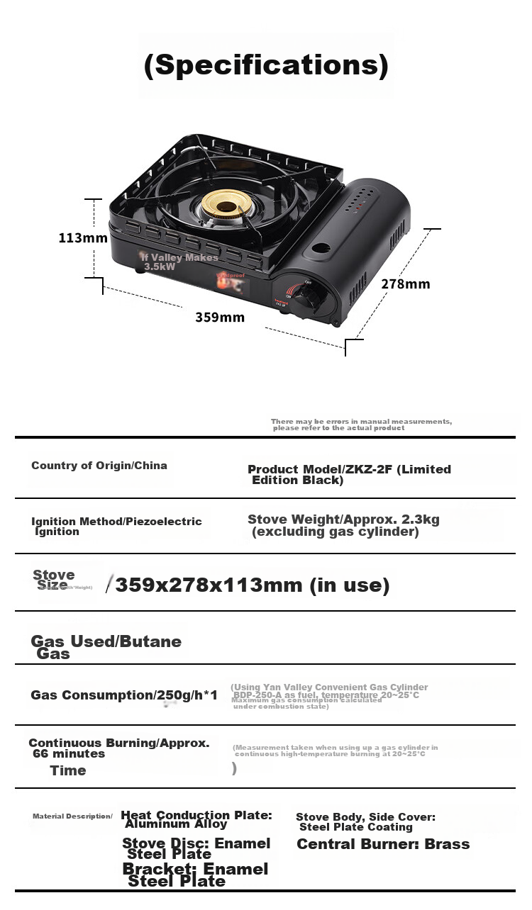Iwatani Outdoor Double Windproof Cassette Stove, Portable Stove for Hot Pot Camping, 3.5kW Powerful Flame, ZKZ-2F Limited Edition Black 9