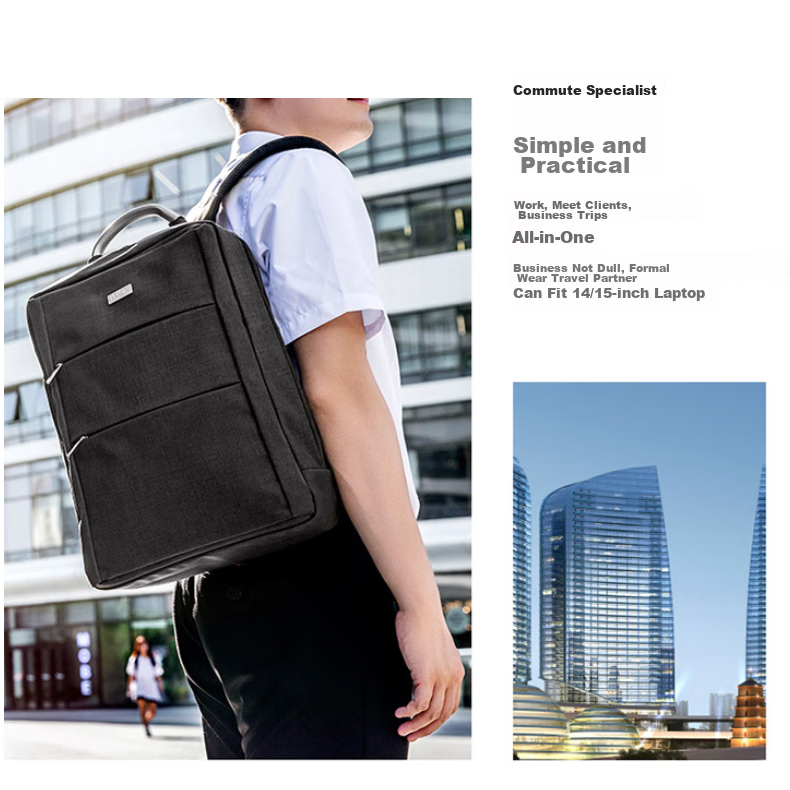 LEXON Men's Business Backpack, 15.6/16 Inch Laptop Bag, Commuter Travel Business Trip Double-Layer Backpack 18