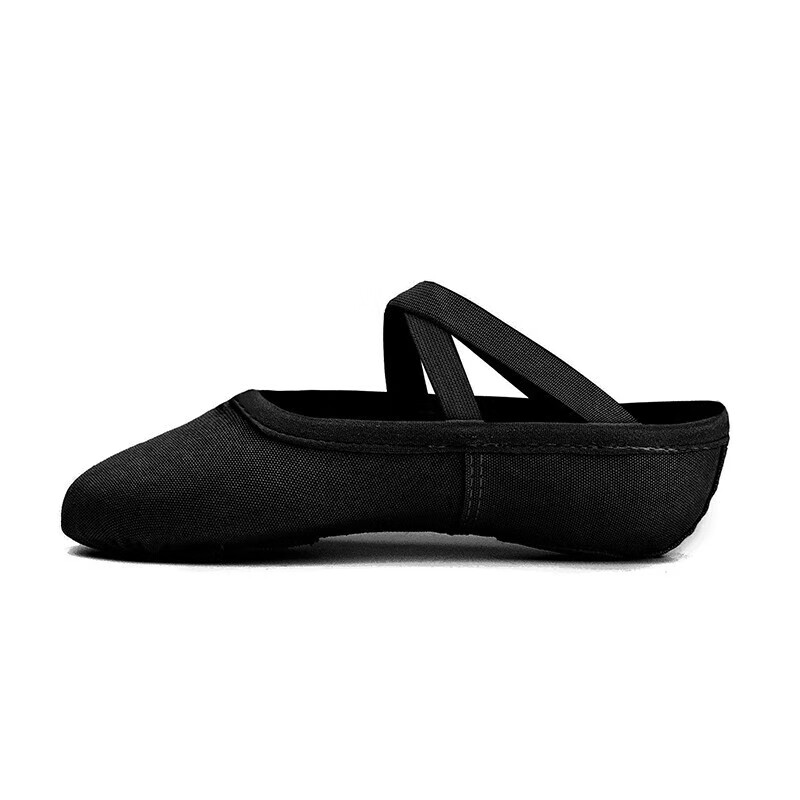 Sansha Ballet Practice Shoes, Cotton Canvas Dance Shoes, Children's Soft-Soled Shoes, Dance Cat Paw Shoes, NO.56, Black, Size 30