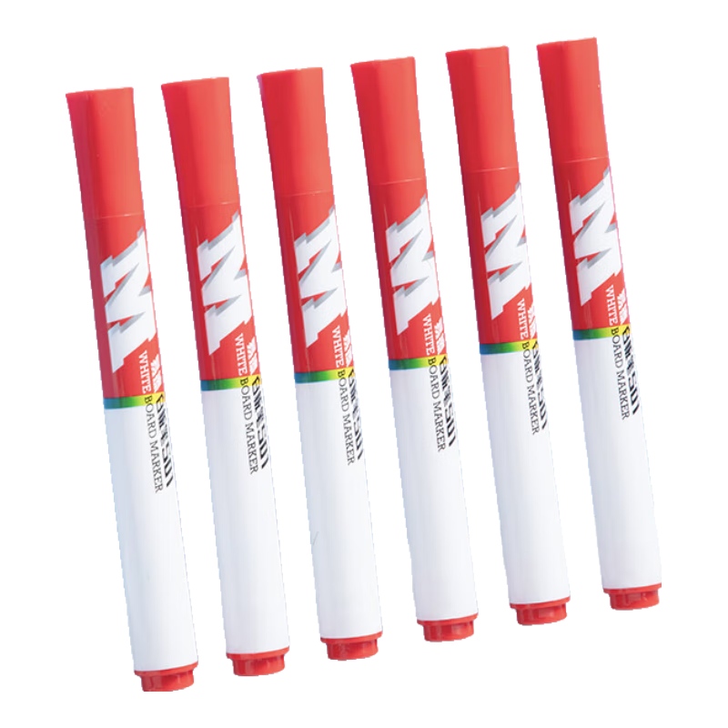 M&G Erasable Whiteboard Markers, D10 Value Edition Single-Tip Office Meeting Pens, Easy-To Whiteboard Markers, Red, 10 Pieces, AWMY2201