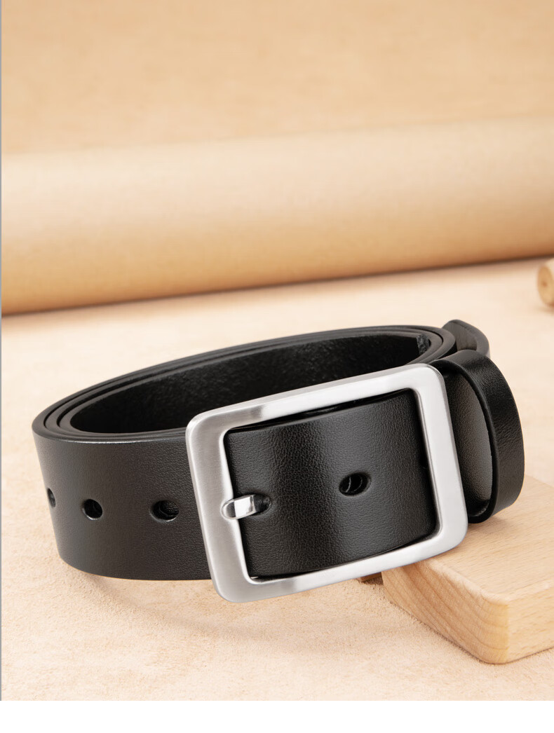 CattleOWN Men's Leather Belt with Stainless Steel Buckle, Top-Grain Cowhide, Trouser Belt 3262, Dark Brown, 130cm Extended 13
