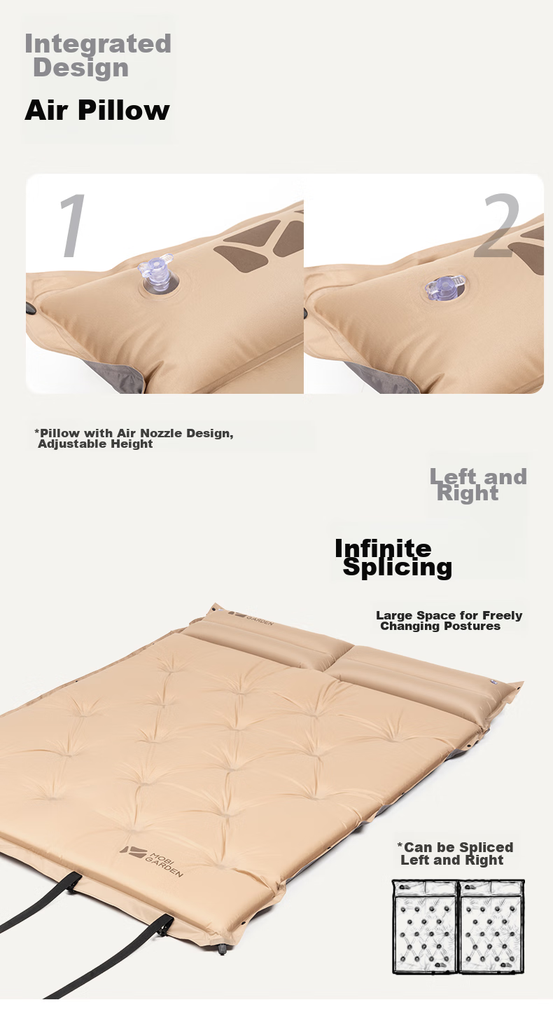 MOBIGARDEN Moisture-Proof Mat, Outdoor Camping Splicing Pillow Double Automatic Inflatable Mat, NX19663004, Warm Sand Color 5