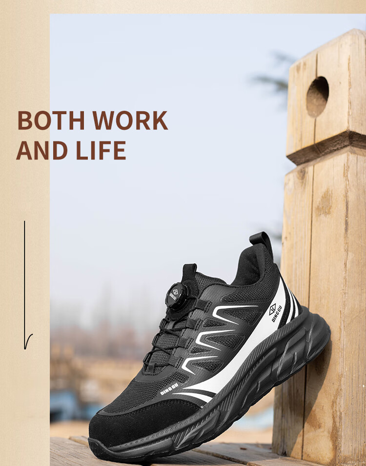Dinggu Safety Shoes for Men, Lightweight All-Season Anti-Smashing Anti-Puncture Steel Toe Work Boots with Smart Buckle JD8071C41 13