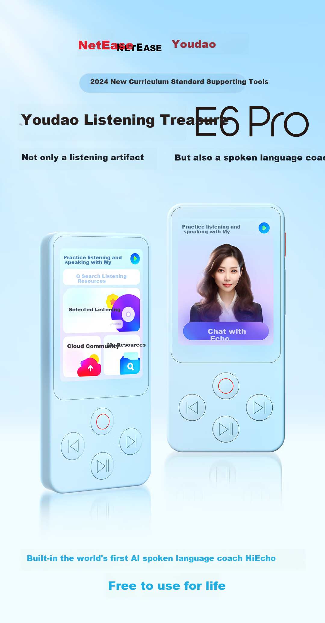 Youdao E6Pro 128GB [New Curriculum Standard Specialized APP] English Learning Device, Listening And Speaking Aid, Portable Ear Training Player, Repeater Companion, Study Machine, Learning Machine 3