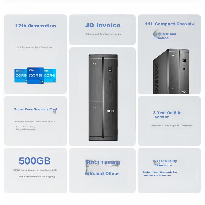 AOC Glory 920 Desktop Computer Business Office PC (14th Gen i5-14400F, 16GB RAM, 512GB SSD, 4GB Dedicated Graphics, Keyboard and Mouse) 2