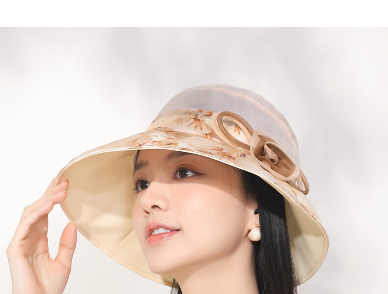 Hengyuanxiang Silk Sun Hat for Women, Summer New Fashion Mulberry Silk UV Protection Hat with Floral Print, Wide Brim Sunhat for Grandmothers And Mothers 21