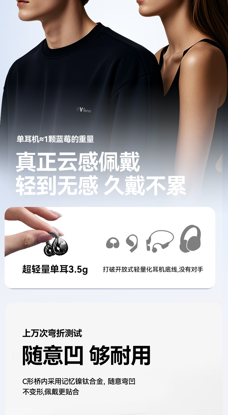 CLAISON Bluetooth Headphones 2025 New Clip-On Wireless Open-Bone Conduction Concept, Running Sports Call Noise Reduction Ear-Hook Suitable for Huawei Xiaomi Apple, M91-Starry Purple 7
