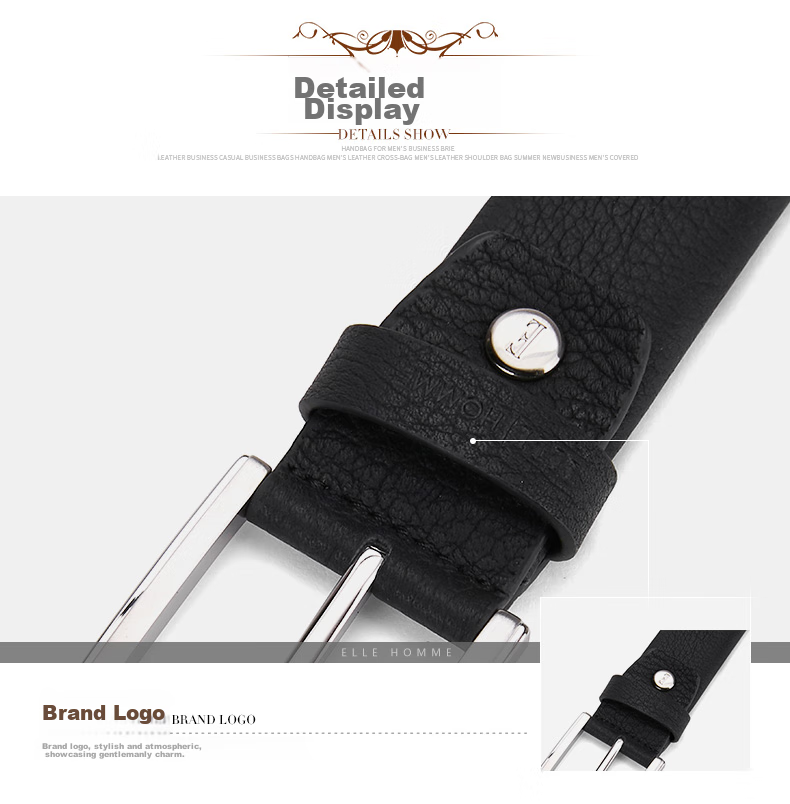 ELLE HOMME Men's Belt, Top-Grain Leather Pin Buckle Waistband with Stainless Steel Buckle, Formal Trouser Belt, Birthday Gift for Me 8