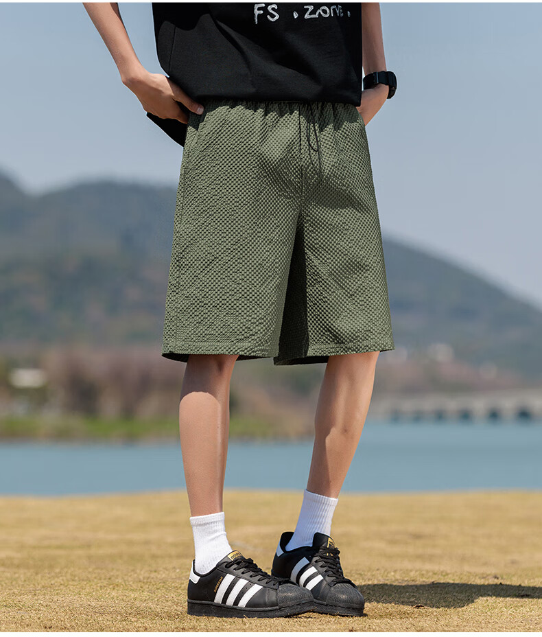 CLOR American-Style Casual Ice Silk Shorts for Men, Summer Quick-Dry Breathable Loose-Fitting Durable Sports Pants DDWD03 Army Green 4XL 6